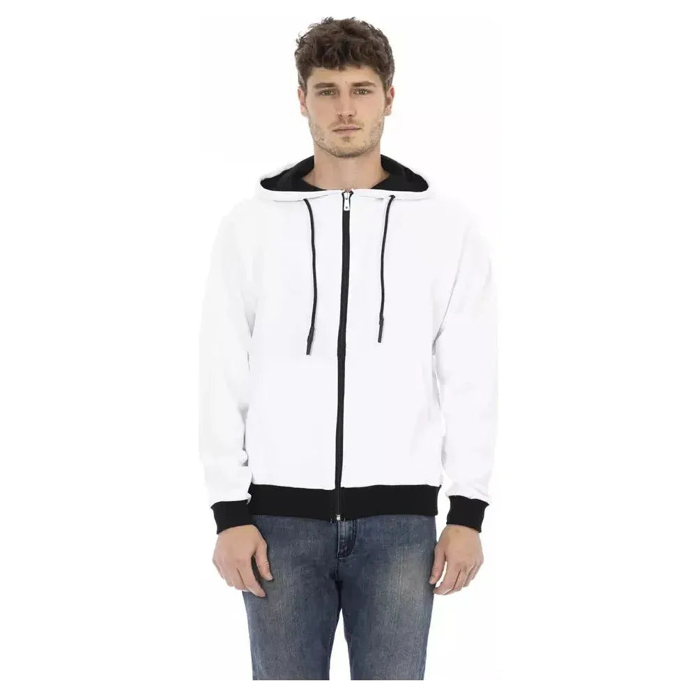 Baldinini Trend White Cotton Men Sweater Baldinini Trend