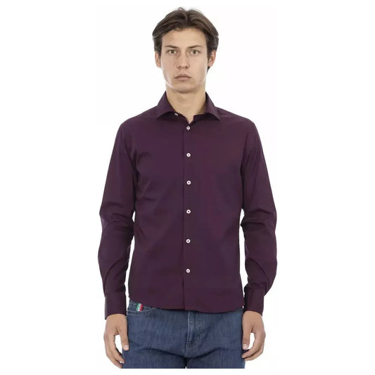 Baldinini Trend Bordeaux Cotton Men Shirt Baldinini Trend