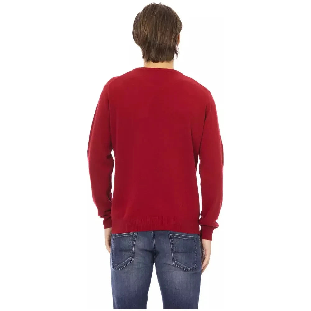 Baldinini Trend Red Wool Men Sweater Baldinini Trend