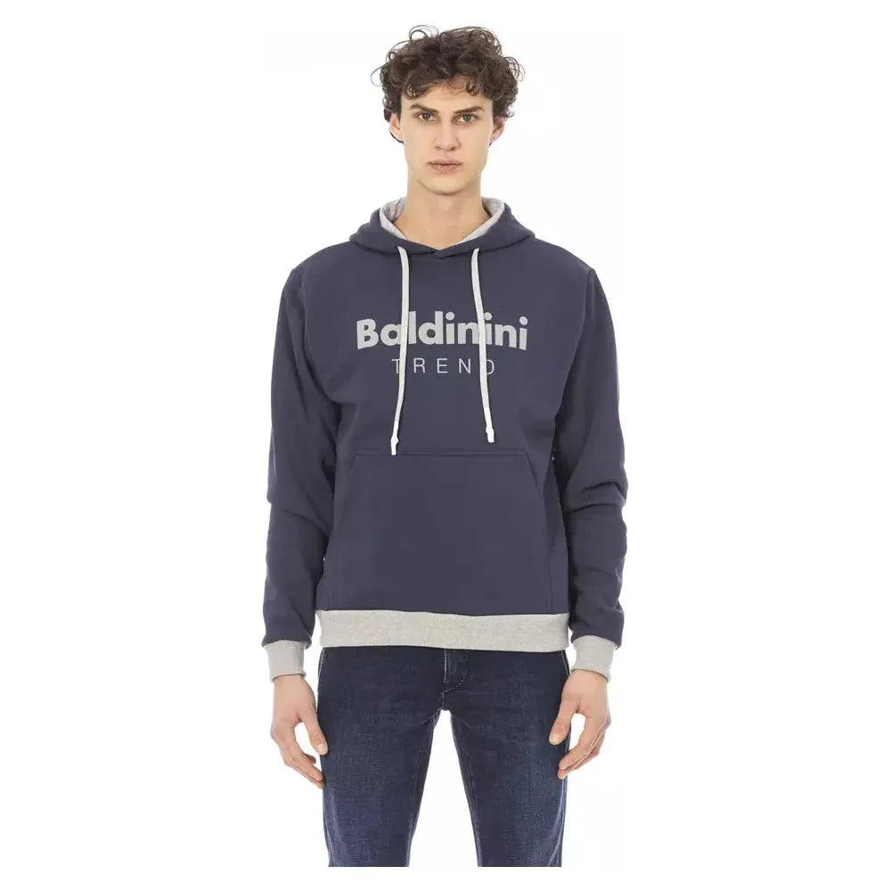 Baldinini Trend Blue Cotton Men Hoodie Baldinini Trend