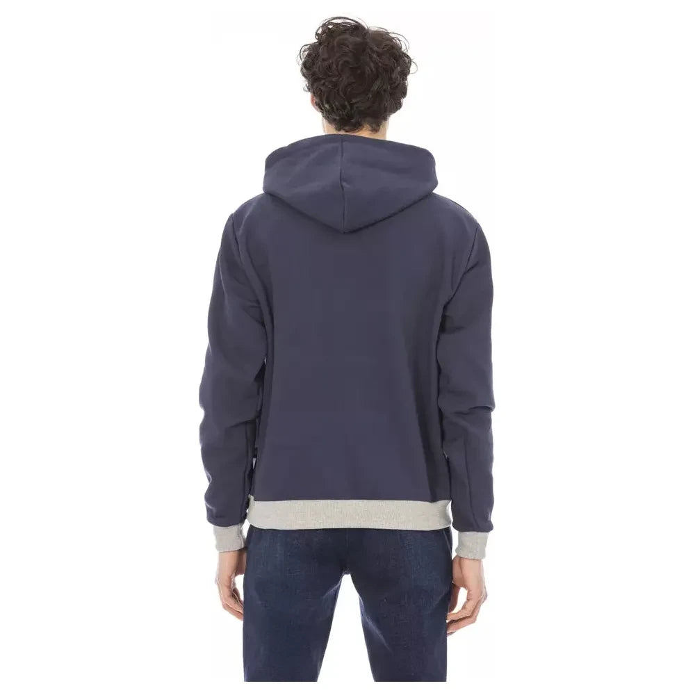 Baldinini Trend Blue Cotton Men Hoodie Baldinini Trend