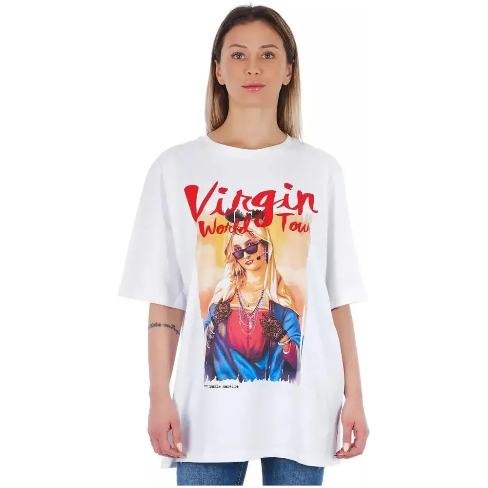 超大号棉质 T 恤，带有别致的印花