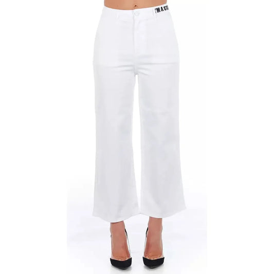 Frankie Morello White Cotton Women Cropped Trouser Frankie Morello