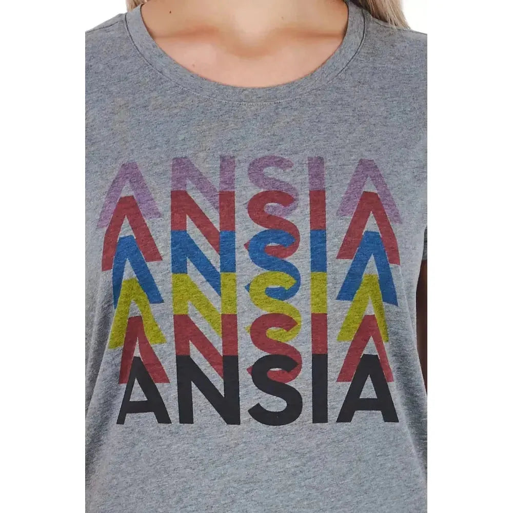 Frankie Morello Gray Cotton Women T-Shirt
