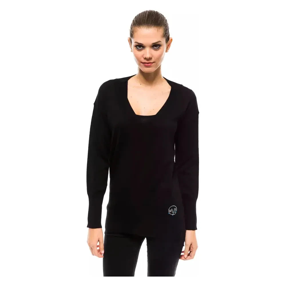 优雅 V 领羊毛混纺设计师毛衣