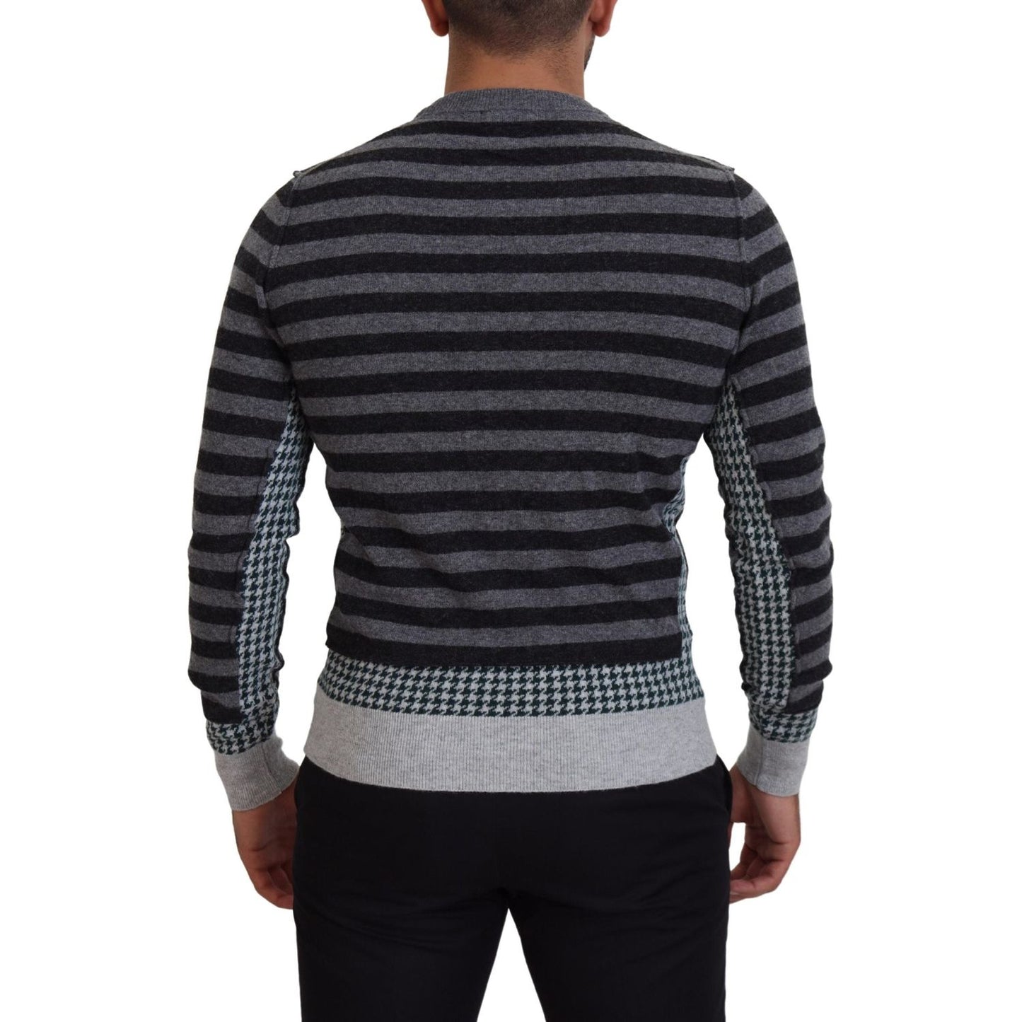 Dolce & Gabbana Black Gray Wool Logo Pullover Sweater