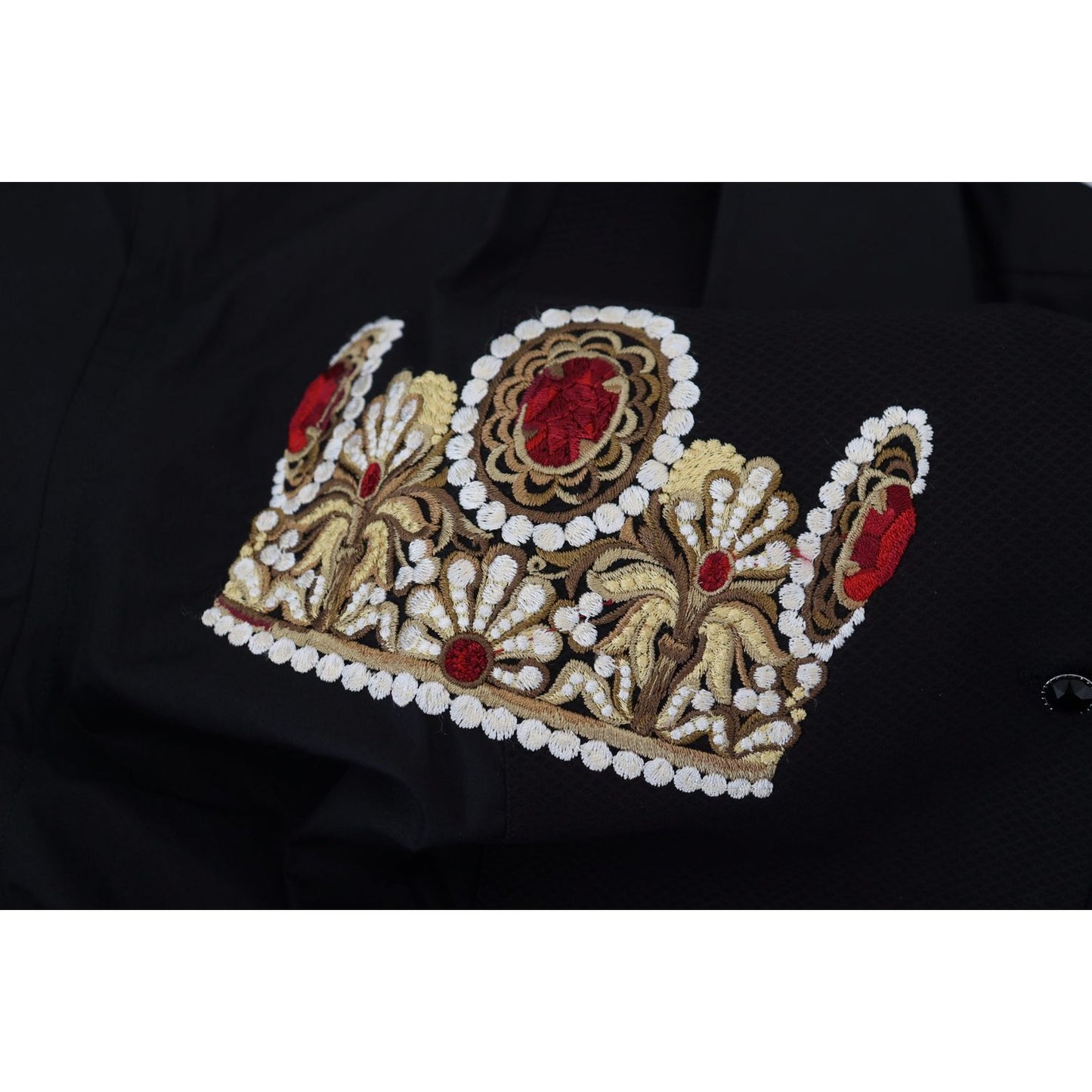 Dolce & Gabbana Black Gold Crown Slim Fit Dress Formal Shirt