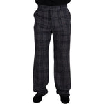 Dolce & Gabbana Gray Checkered Mid Waist Men Pants