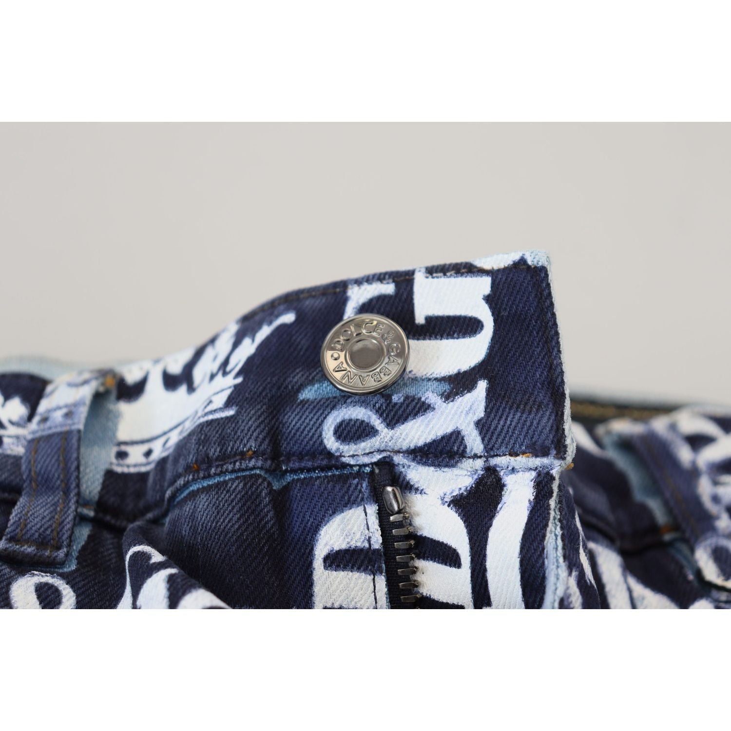 优雅皇冠印花牛仔裤