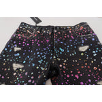 Dolce & Gabbana Black Multicolor Print Tattered Denim Jeans