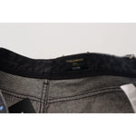 Dolce & Gabbana Black Multicolor Print Tattered Denim Jeans