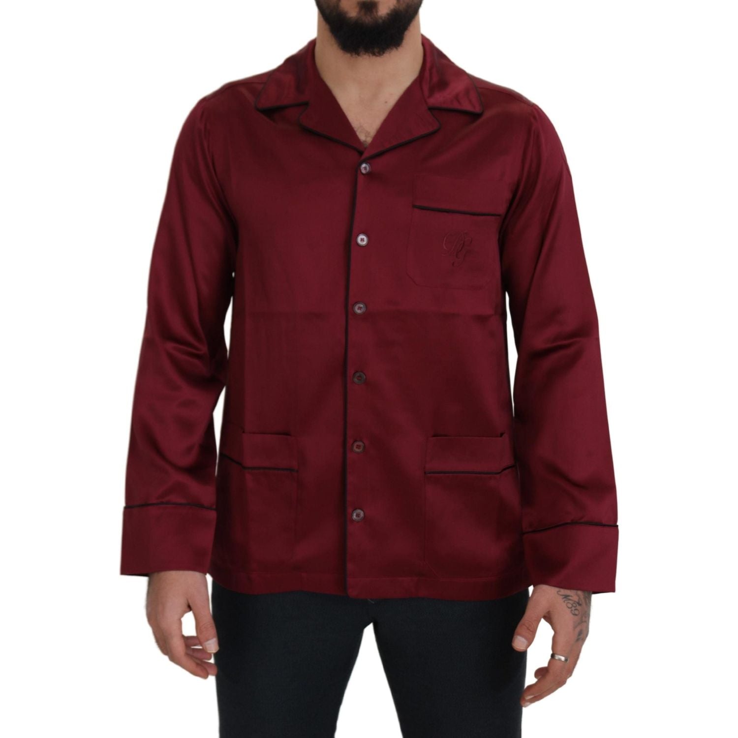 优雅丝绸红色睡衣睡衣