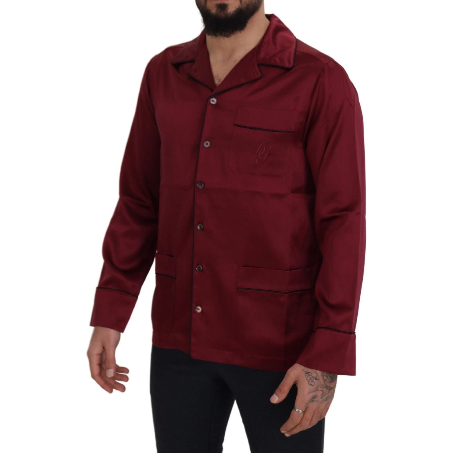 优雅丝绸红色睡衣睡衣