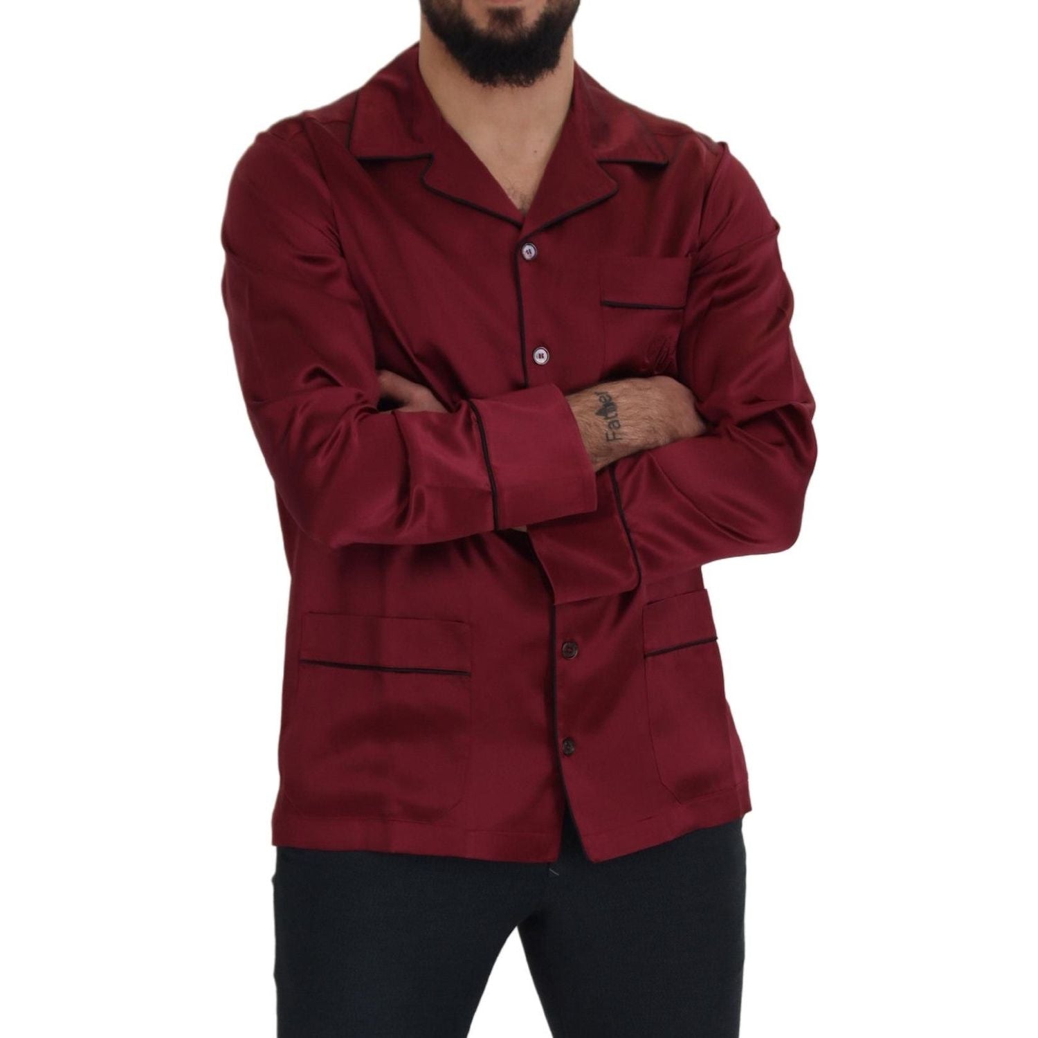 优雅丝绸红色睡衣睡衣