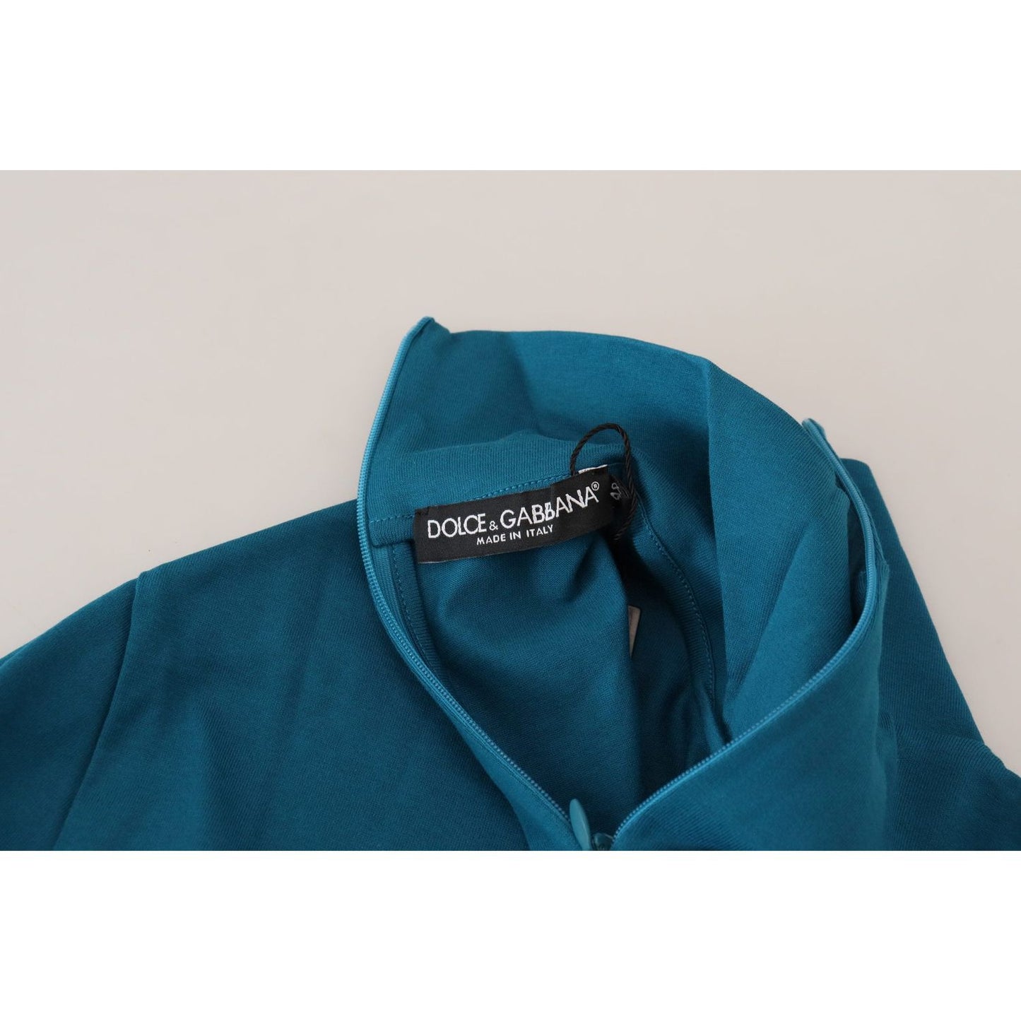 Dolce & Gabbana Blue Cotton Collared Slim Pullover Sweater