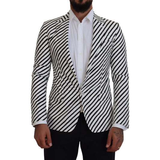 Dolce & Gabbana Elegant White Striped Single Breasted Blazer Dolce & Gabbana