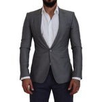 Dolce & Gabbana Gray Wool Silk Slim Fit Jacket Blazer