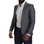 Dolce & Gabbana Gray Wool Silk Slim Fit Jacket Blazer