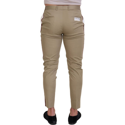 Dolce & Gabbana White Brown Slim Fit Chino Pants