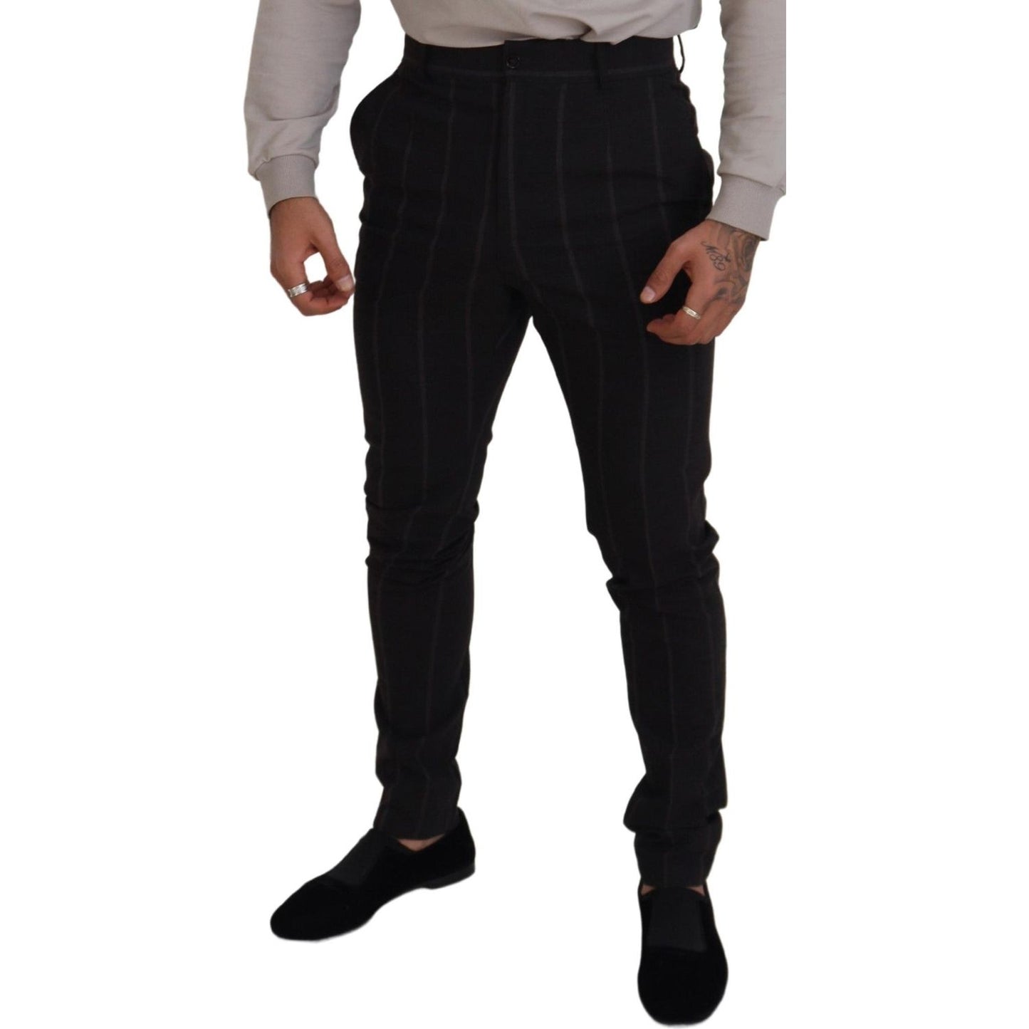 Dolce & Gabbana Black Wool Chino Formal Men Pants