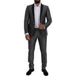 Dolce & Gabbana Black White Silk MARTINI Slim Fit Suit