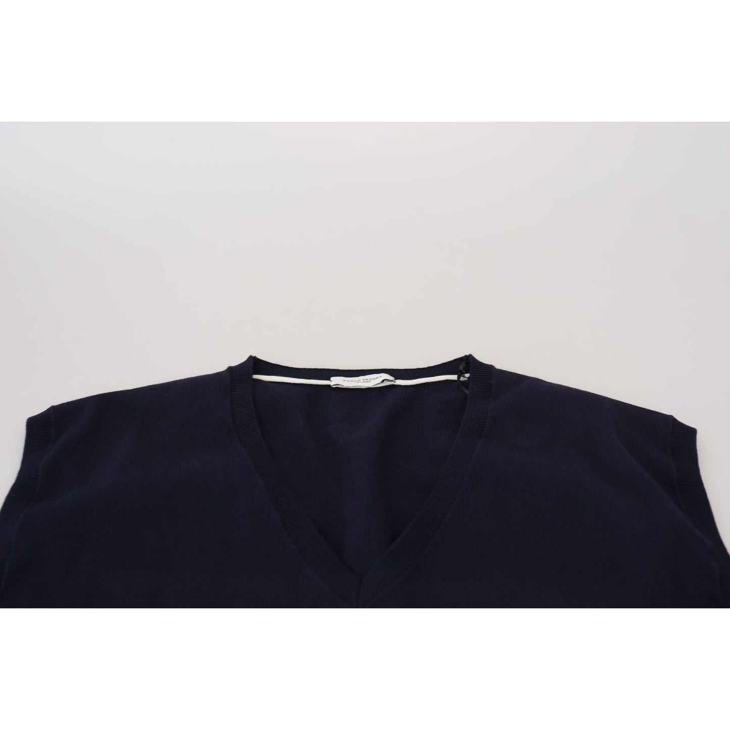 Paolo Pecora Milano Black Cotton V-neck Sleeveless Tank T-shirt