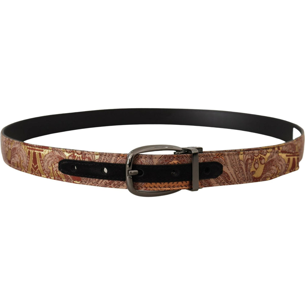 Dolce & Gabbana Multicolor Embossed Leather Black Metal Buckle Belt