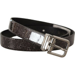 Dolce & Gabbana Black Goccia Glitter Patent Leather Buckle Vernice Belt