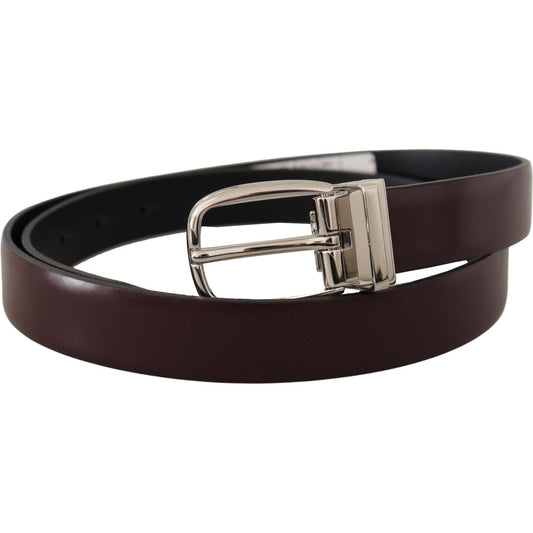 Dolce & Gabbana Elegant Leather Belt with Silver Metal Buckle Dolce & Gabbana