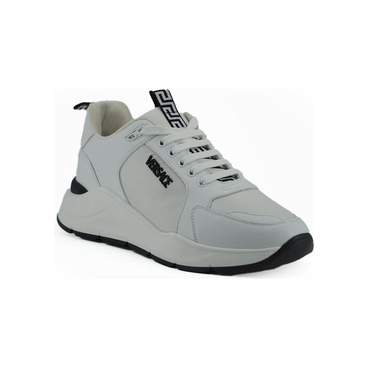 Versace Sleek White Calf Leather Sneakers Versace