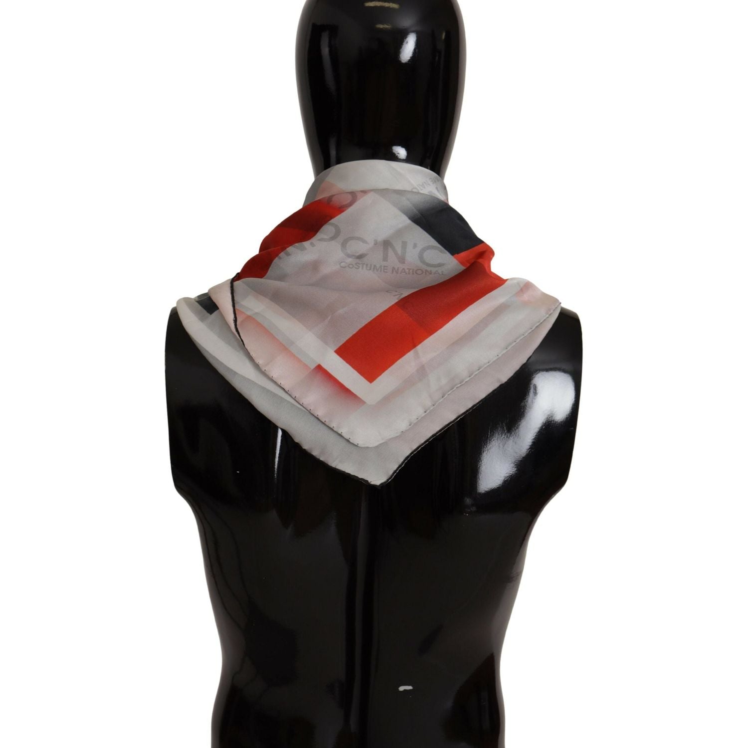 优雅灰红格纹真丝围巾