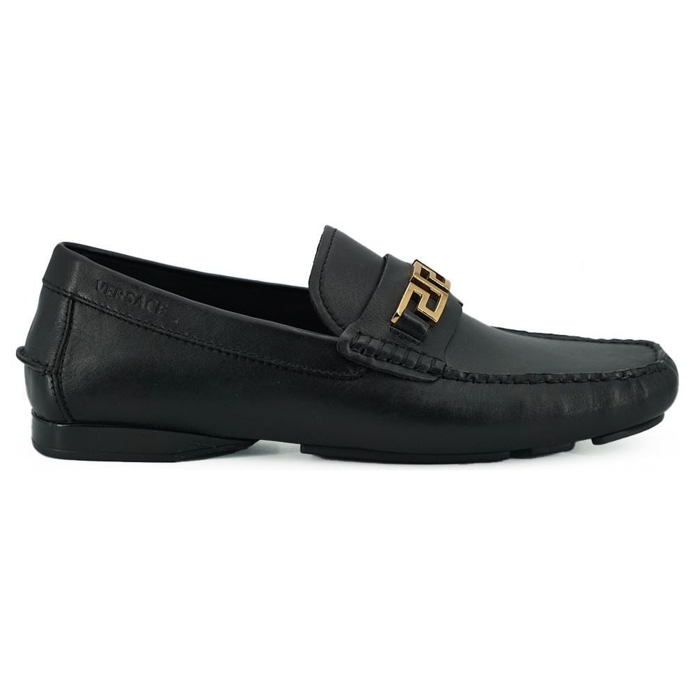 Versace Elegant Black Calf Leather Men's Loafers Versace