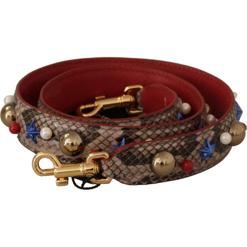 Dolce & Gabbana Elegant Python Leather Shoulder Strap Dolce & Gabbana Saddle Brown