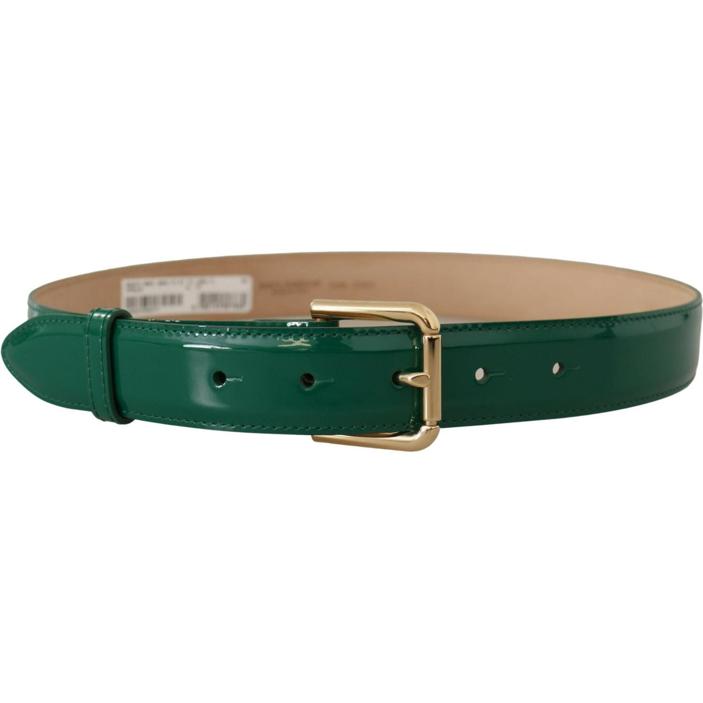 Dolce & Gabbana Elegant Green Leather Belt with Gold Buckle Detail Dolce & Gabbana