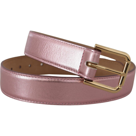 Dolce & Gabbana Elegant Metallic Pink Leather Belt Dolce & Gabbana