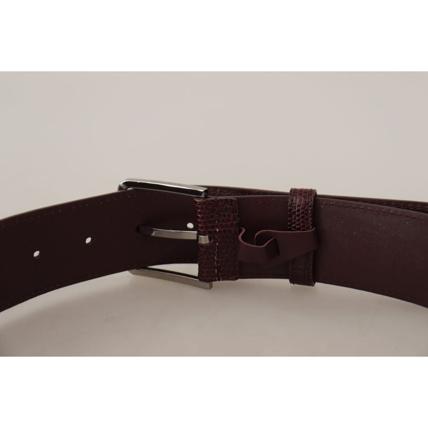 Dolce & Gabbana Maroon Calf Leather Wide Logo Engraved Buckle Belt