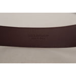 Dolce & Gabbana Maroon Calf Leather Wide Logo Engraved Buckle Belt
