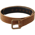 Dolce & Gabbana Brown Velvet Bronze Vintage Logo Metal Buckle Belt