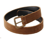 Dolce & Gabbana Brown Velvet Bronze Vintage Logo Metal Buckle Belt