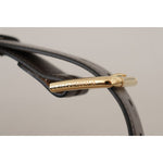 Dolce & Gabbana Gray Calfskin Leather Gold Metal Logo Buckle Belt