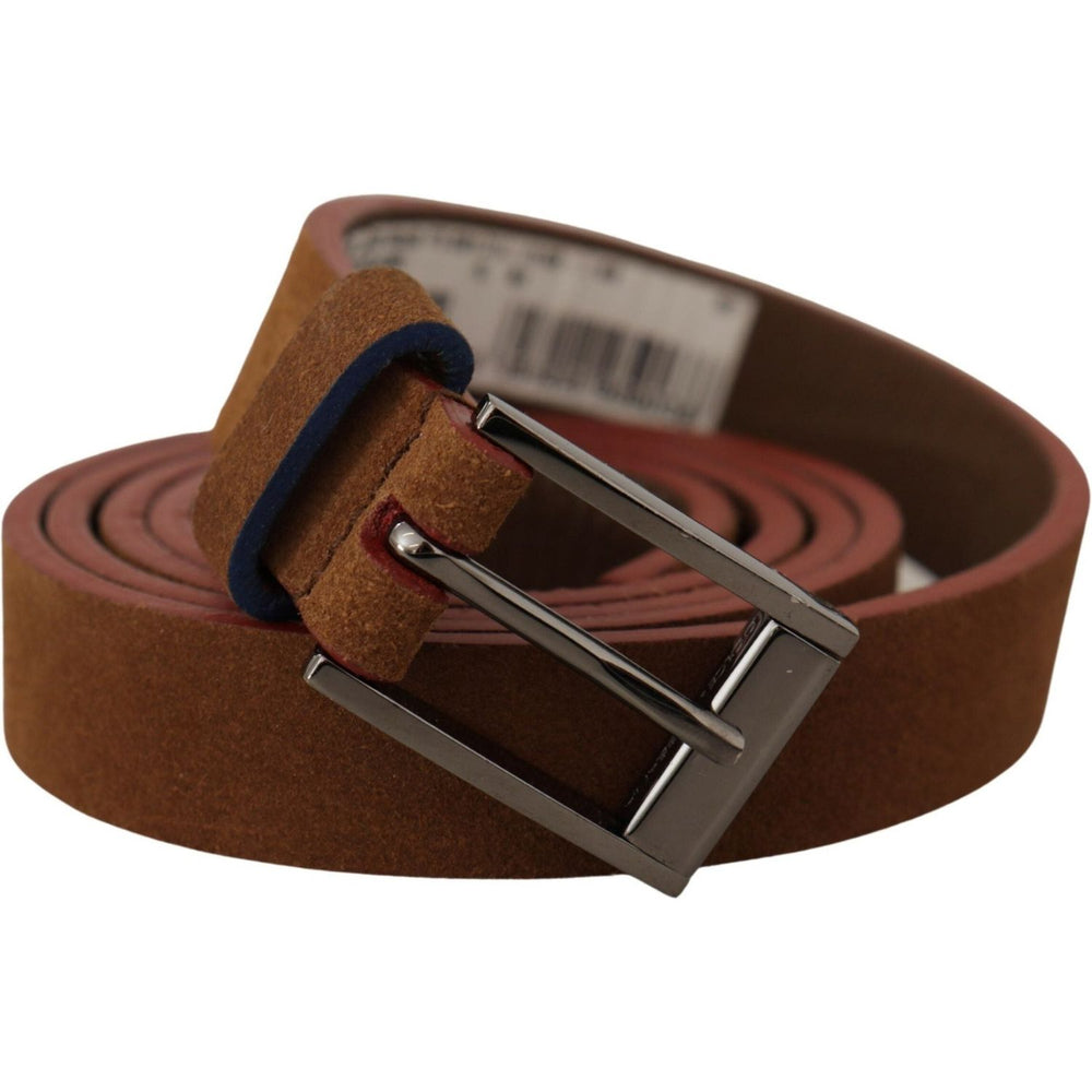 Dolce & Gabbana Brown Logo Engraved Metal Waist Buckle Belt