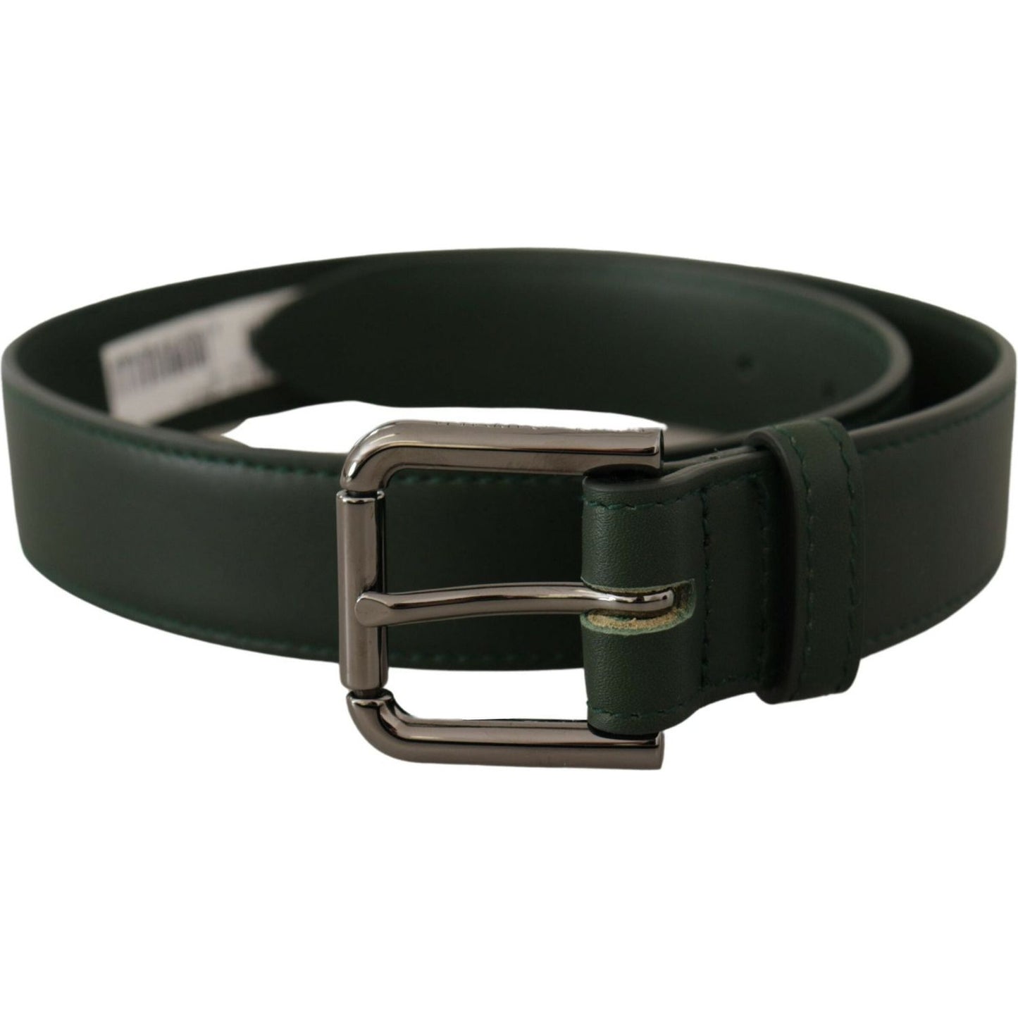 Dolce & Gabbana Army Green Leather Logo Metal Waist Buckle Belt