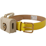 Dolce & Gabbana Yellow Leather Devotion Heart Micro Bag Headphones Belt