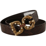 Dolce & Gabbana Brown Amore Animal Print Exotic Leather Logo Buckle Belt