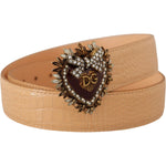 Dolce & Gabbana Beige Croc Pattern DEVOTION Heart DG Waist Buckle Belt