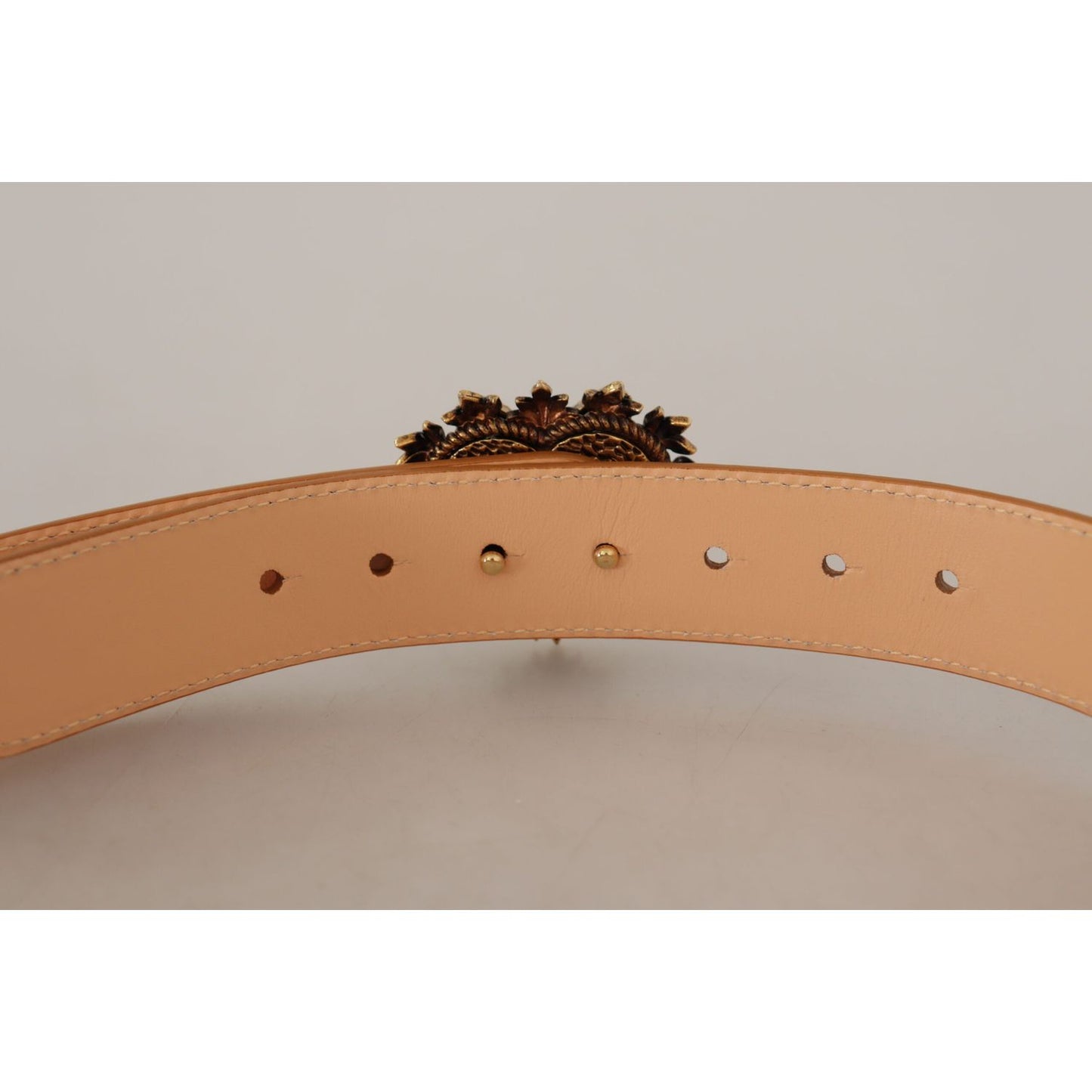 Dolce & Gabbana Beige Croc Pattern DEVOTION Heart DG Waist Buckle Belt