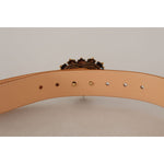 Dolce & Gabbana Beige Croc Pattern DEVOTION Heart DG Waist Buckle Belt