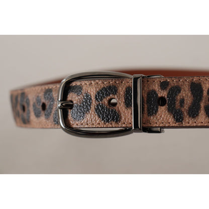 Dolce & Gabbana Brown Leopard Embossed Leather Buckle Belt