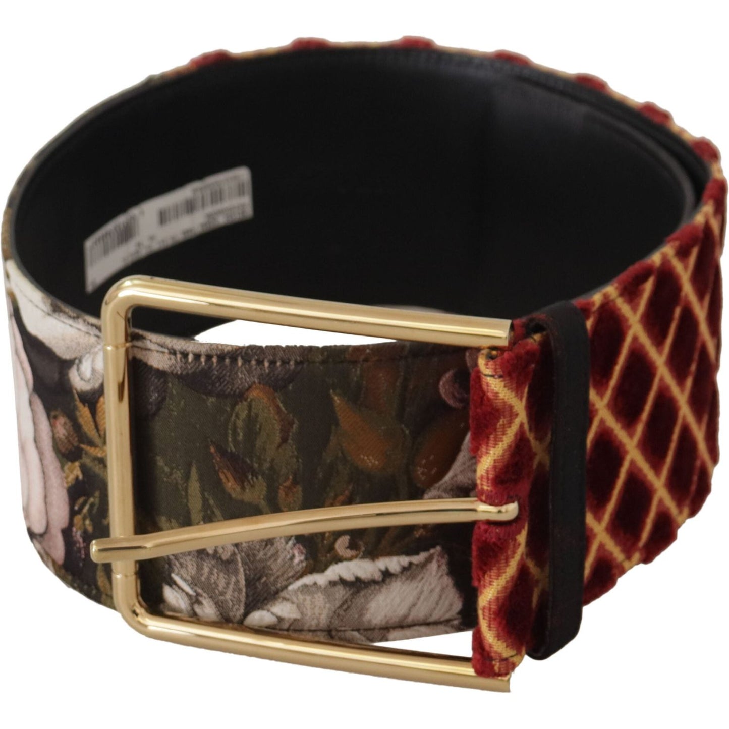 Dolce & Gabbana Multicolor Wide Leather Floral Gold Metal Buckle Belt
