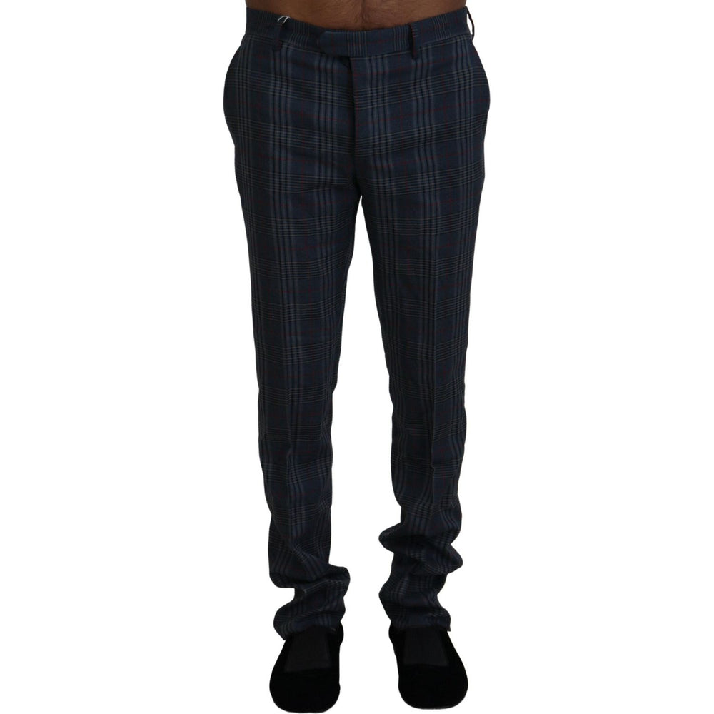 BENCIVENGA Gray Pure Wool Men Checkered Pants PAN71359 - 46